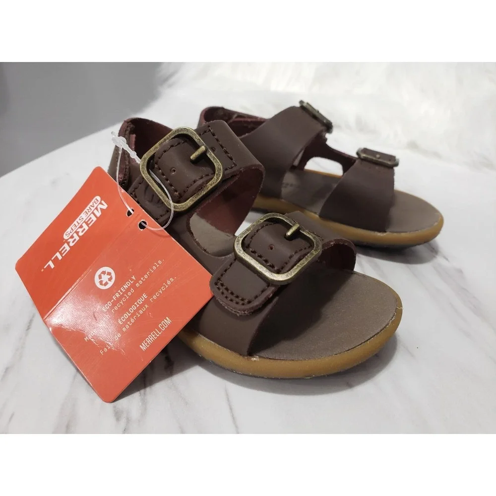 NEW SIZE 5 BABY NEWBORN WALKING Merrell Brown Bare Steps Sandals fisherman
